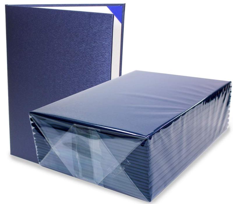お得[10冊セット]一創オリジナル 賞状ファイル 証書ホルダー BL48[紺] 布クロス調 A4収納 (飾り紐なし)