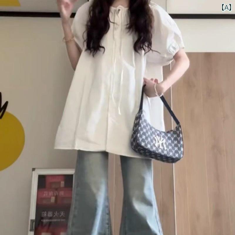 シャツ レディース 半袖 ノー 綿100% 無地 韓国 hiphop ホワイト 半袖 シャツ 女性 夏の ゆるい oversi..