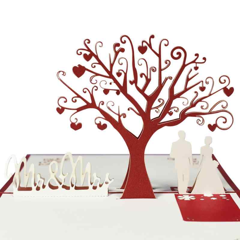 Magic Ants 3D結婚式の招待状ポップアップアニバーサリーカード妻の夫のカップルのためのバレンタインデーグリーティングカードロマンスブライダルシャワー（バラ色）