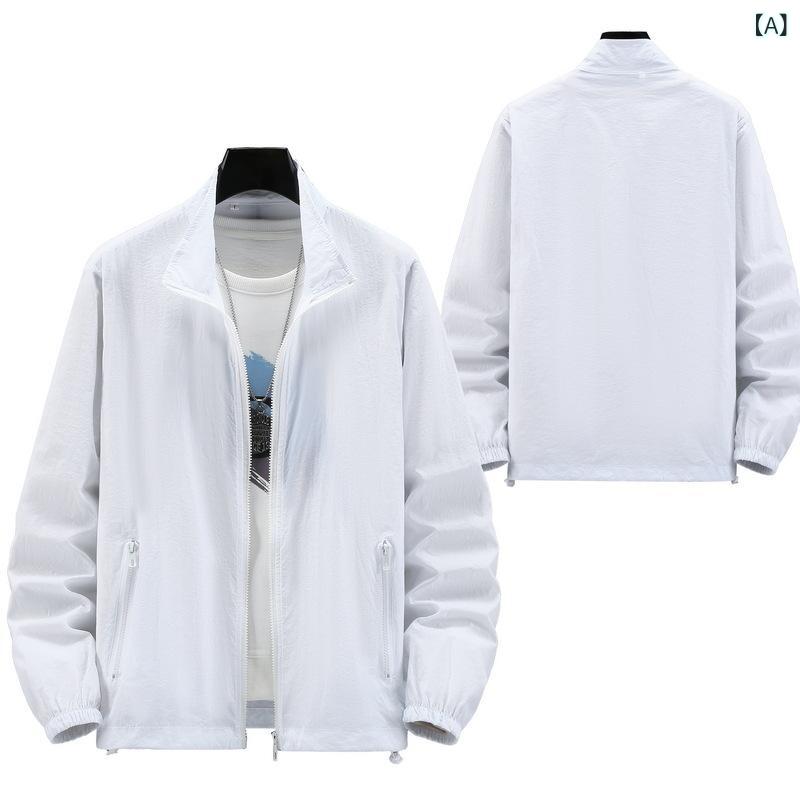 薄手 夏ジャケット 涼感 カジュアル サマーアウター 日焼け防止 服の メンズ 大きいサイズ 皮膚の 服の..