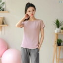 レディーススポーツウェアエアリーな着心地 トレーニングウェアセット スポーツウェア レディースランニングウェア ウォーキング トレーニングウェア トップス 半袖...