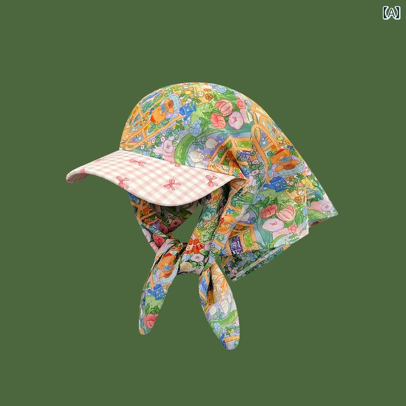 スカーフ付き帽子 レディース おしゃれ 帽子 日よけ対策 帽子 スカーフ付き帽子 レディース おしゃれ 帽子 日よけ対策 帽子 フランスの レトロ モネの 花園の 頭巾の 帽子の 女子 学生は 春夏 屋外で 買い物を して 海辺の 休暇の 三角 巾を 撮