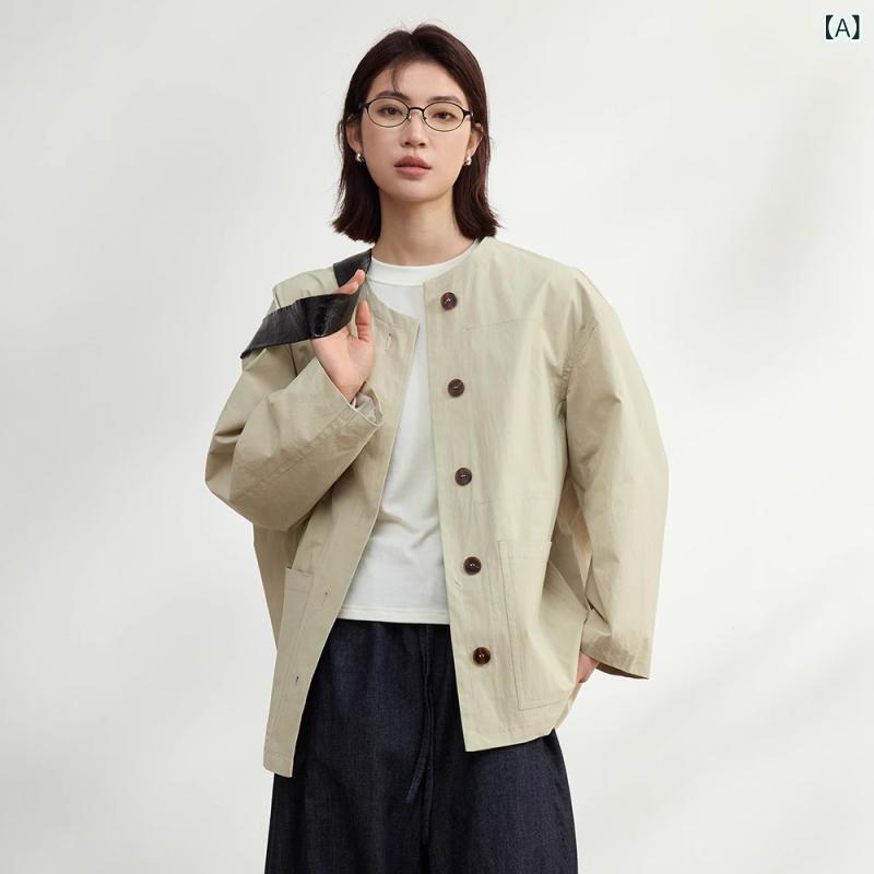 ショート丈 パーカー 羽織り用 アウター 春アウター ショート丈 パーカー 羽織り用 アウター 春アウター シンプル 韓国 系 綿 トレンチコート 女装 202...