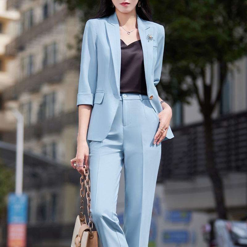 ブレザー 夏 レディース 半袖 テーラードジャケット 薄手 ゆったり スーツジャケット 5分丈袖 ジャケット おしゃれ サマースーツ オフィス プレゼント 夏の 七分袖 韓国 新型 スーツ 女性 正装 半袖 修身 職業 ol 一 粒 ボタン スーツ セッ