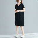 シャツワンピース ワンピース レディース 半袖 ロング コットンワンピ 透け感 夏 大きめ サイズ レディース 夏 韓国 スタイル ミドル 丈 Tシャツ スカート mm 無地 Vネック スリム 半袖 ドレスx2