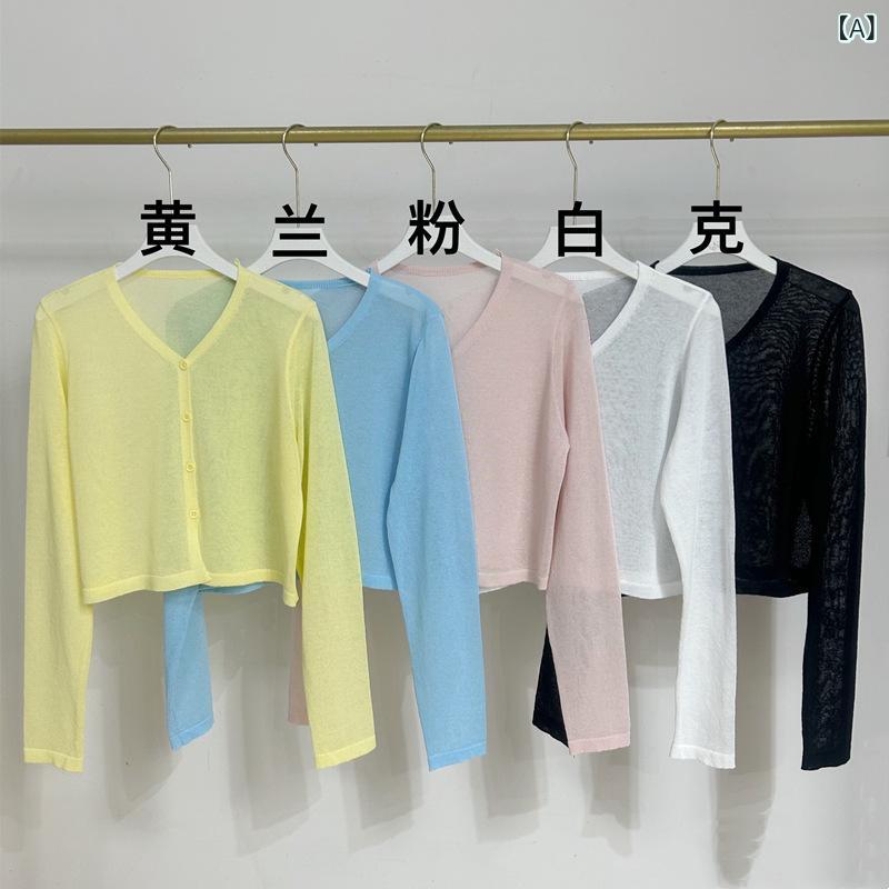 &quot冷感 レディースニット 薄手 サマーカーデ 夏用羽織 UVケア &quot &ampquot冷感 レディースニット..