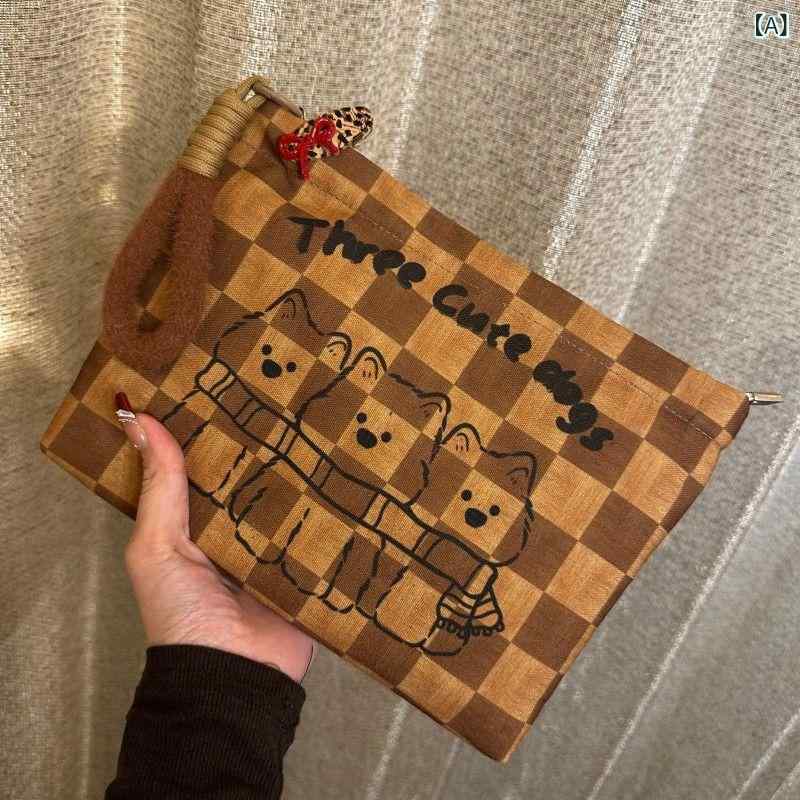 ビジネスバッグ 軽量 軽い ビジネスバッグ 軽量 軽い 化粧 ポーチ ポータブル大容量 レトロ 格子 縞 収..