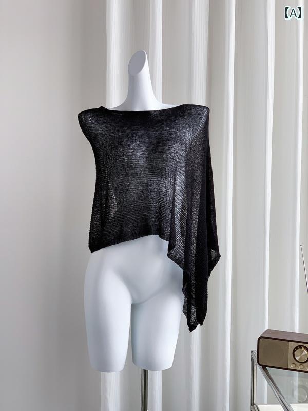 "レディース ラッシュガード 水陸両用 ウェア 紫外線対策 水着 " &ampquotレディース ラッシュガード 水陸両用 ウェア 紫外線対策 水着 &ampquot な 風の 頭の 不規則な ゆったりした マントの 斜め 肩の ニット 2025 新型の 夏の