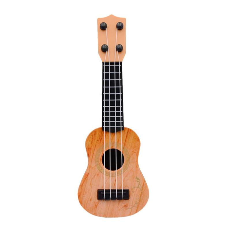 キッズウクレレ、ギター 楽器プラスチック製ウクレレモデル玩具楽器 玩具音楽学習おもちゃ（ライトブラウン）