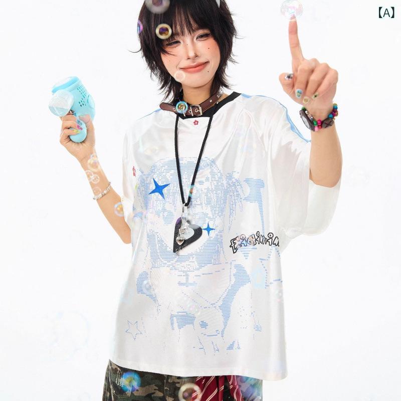 Tシャツ メンズ レディース 半袖 スポーツ カジュアル お揃い 兄弟 友達 男女兼用 おしゃれ おもしろ かっこいい ギフト 誕生日 ギフト プレゼント アメリカン レトロ ガール ジャージ 半袖 Tシャツ レディース 2025 夏 カジュア