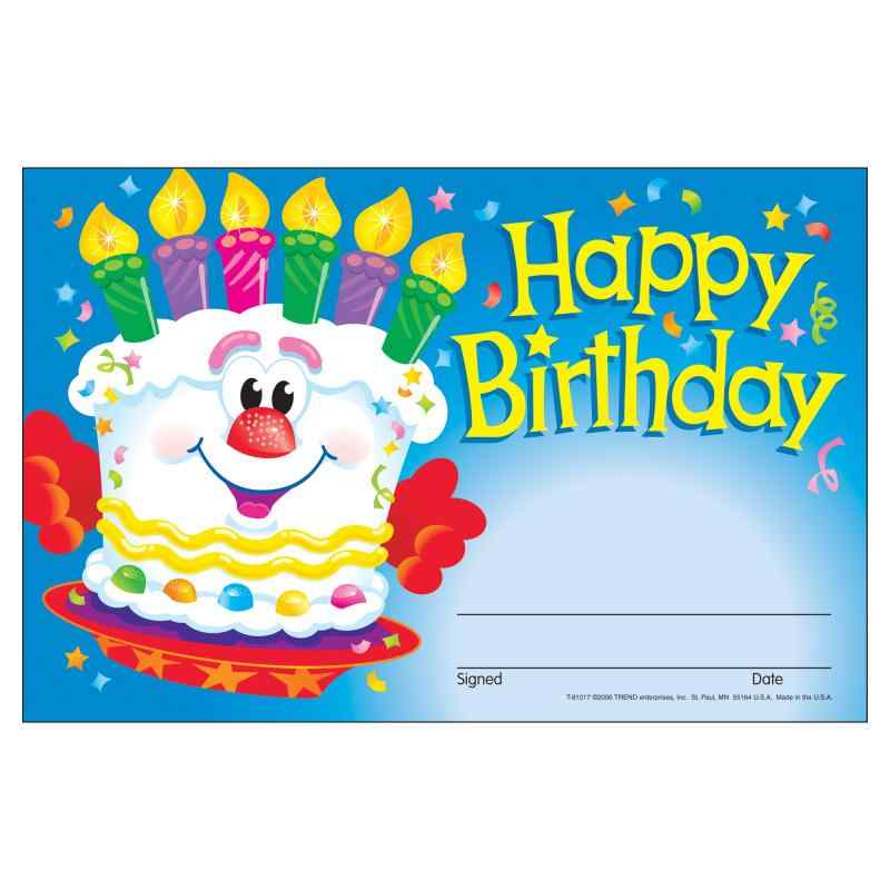 楽天新風堂Trend Enterprises トレンド バースデーカード おたんじょうびおめでとう ケーキ 30枚入り Trend Award Happy Birthday Cake T-81017