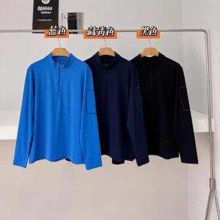 吸湿速乾 冷感 涼しい 薄手 スポーツ ストレッチ 24 秋 アウトドア スポーツ カジュアル 立体 シリコン プリント 半 ファスナー 立 襟 速乾 長袖 t シャツ 男性 ss 10152