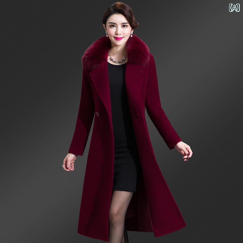 ショート丈 パーカー 羽織り用 アウター 春アウター ショート丈 パーカー 羽織り用 アウター 春アウター の 婦人服のの 新型の 秋冬 毛の コートの レディース中で 長い タイプの 韓国 狐の 毛の 襟の 片面の ラシャの コート(4)