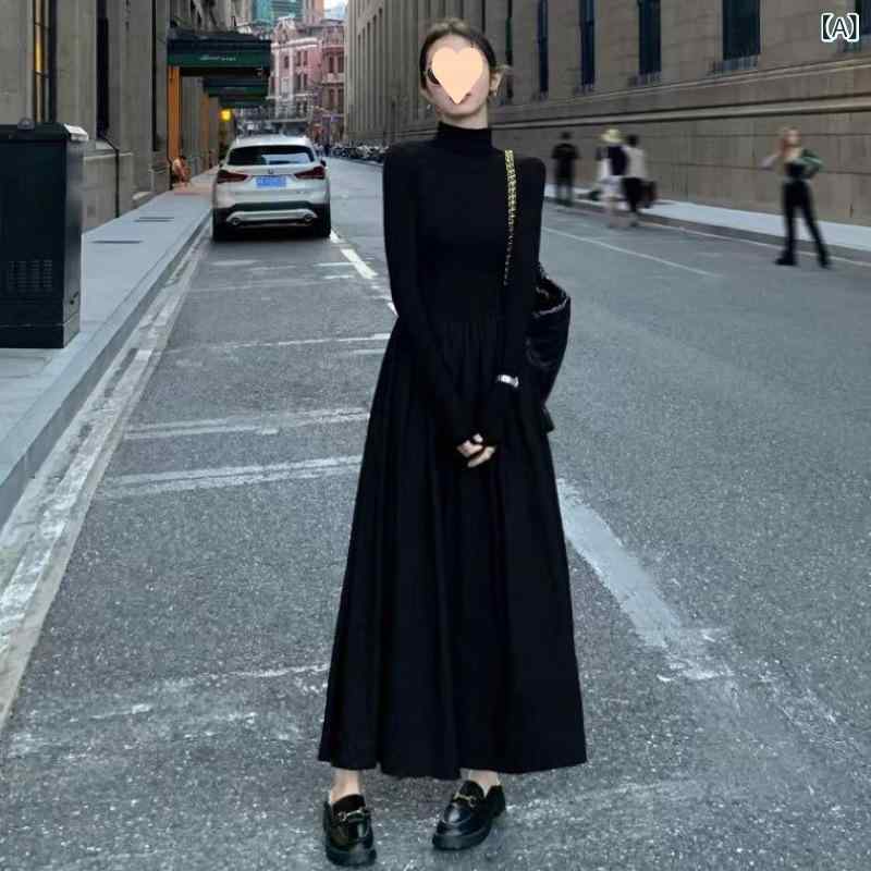 ワンピース レディース ロング丈 秋用 無地 カジュアル レディース ハイエンド スタイル ドレス 2025 ..