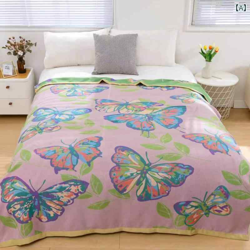 タオルケット 冷感 夏用 ひんやり 接触冷感 洗える バタフライの ガーゼの 毛布 夏の タオルは レジャーの 毛布 A 類の 色で 花を 編んで 肌に 優しいです。