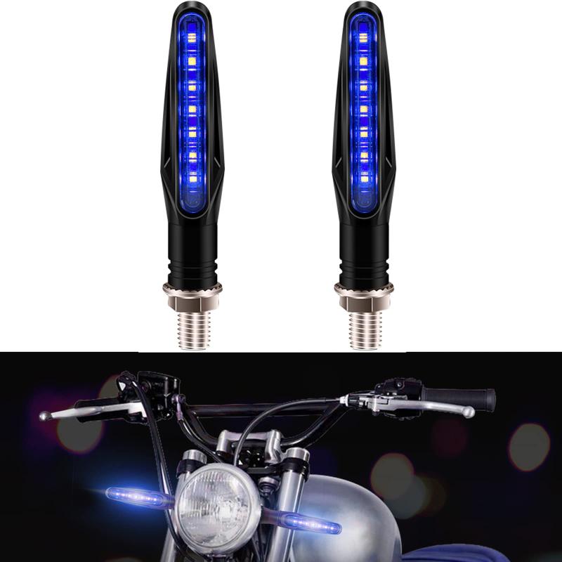 &quot;ウインカー Led コーナリングランプ バイク用 流れるアンバー 高輝度 バイク 指示器 ターンシグナルライト 防水 スユニバーサ(青い)&quot;