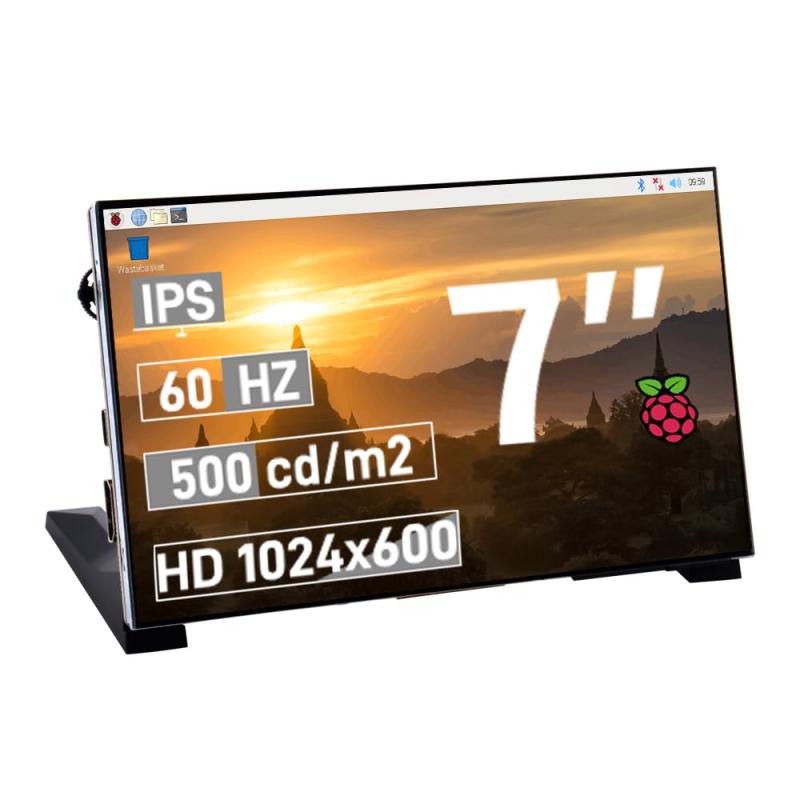 GeeekPi 7 インチ LCD スクリーン Raspberry Pi 用 1024x600 IPS LCD ディスプレイ スタンド付き HDMI ポータブルモニター Raspberry Pi 5/Pi 4B/3B+/3B/B+/Zero/400、Win11/10/8/7、Banana Pi M5/M2 用 ゼロ、フリードライバー