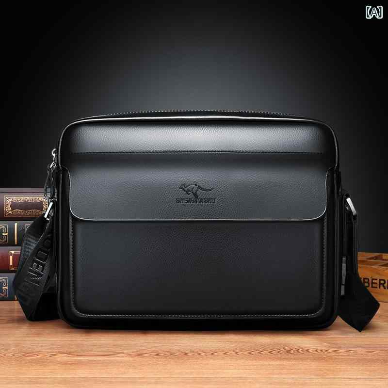 ビジネスバッグ 軽量 軽い ビジネスバッグ 軽量 軽い メンズ ショルダーバッグ大容量 PU ビジネス トラベル ポータブル ビジネス メンズバッグ 水平 ブリーフケース クロス ボディバッグ 男性用