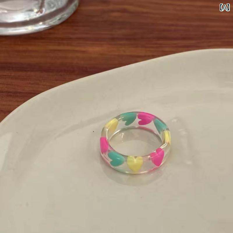 指輪 レディースシンプル おしゃれ ゆびわ 華奢 ラブ ビーズ 樹脂 リング セット レディースな 人差し指 リング インな リング