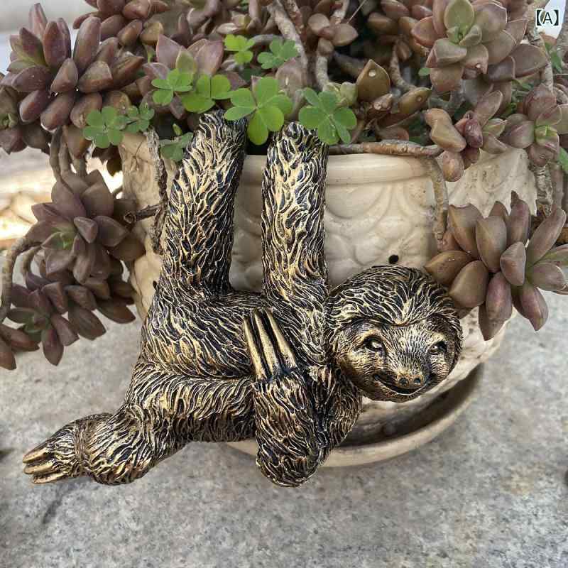 ガーデン 庭 動物彫刻 置物 オブジェ インテリア オーナメント 1個の 興味深い 動物 ナマケモノ 像 吊り ポット 装飾 バルコニーガーデン 中庭 植木鉢 装飾に 適していますx2