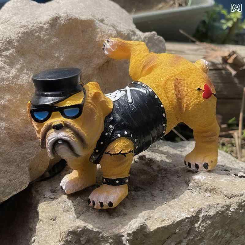 ガーデン 庭 動物彫刻 置物 オブジェ インテリア オーナメント クロスボーダー 趣味 ヒップ ホップのおかしな シミュレーション サングラス 犬の おしっこ 動作の 彫像の 置物は 花園の 庭の 装飾を 適用 します。x2(4)