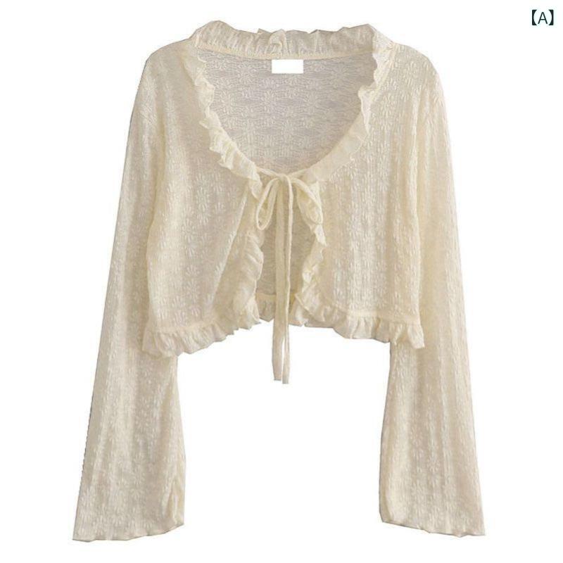 &quot接触冷感 カーディガン 夏用 涼しい羽織 ひんやり カーディガン &quot &ampquot接触冷感 カーディガン 夏用 涼しい羽織 ひんやり カーディガン &ampquot 優しい 薄手 日焼け防止 カーディガン レディース 夏の ベルスリーブ レース 薄手 アウ