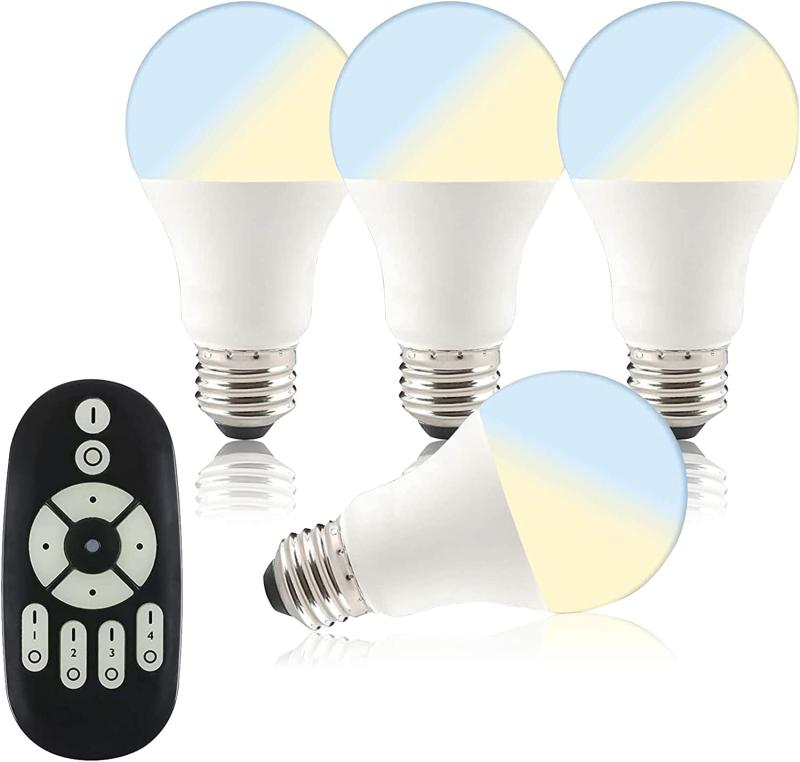 共同照明 4個セット LED電球 E26 調光 調色 リモコン付き