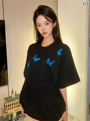 ファッション 服 オシャレ カワイイ シンプル 大カワイイ サイズ 婦服 シャツ 袖 スタッキング トップス Tシャツ 2025 夏の 新型 暗黒 系 蝶 プリント 半袖 t シャツ ファッション 服 オシャレ カワイイ シンプル 大カワイイ サイズ 婦服 シャツ 袖 スタッキング トップス Tシャツ 2025 夏の 新型 暗黒 系 蝶 プリント 半袖 t シャツ