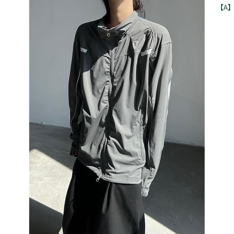 &quotUVカット ジャケット ひんやり アウター 薄手 涼しい上着 &quot &ampquotUVカット ジャケット ひんやり アウター 薄手 涼しい上着 &ampquot 速乾 冷感 クール 日焼け防止 服 夏 アメリカン スプライシング ユニセックス アウトドア スポ