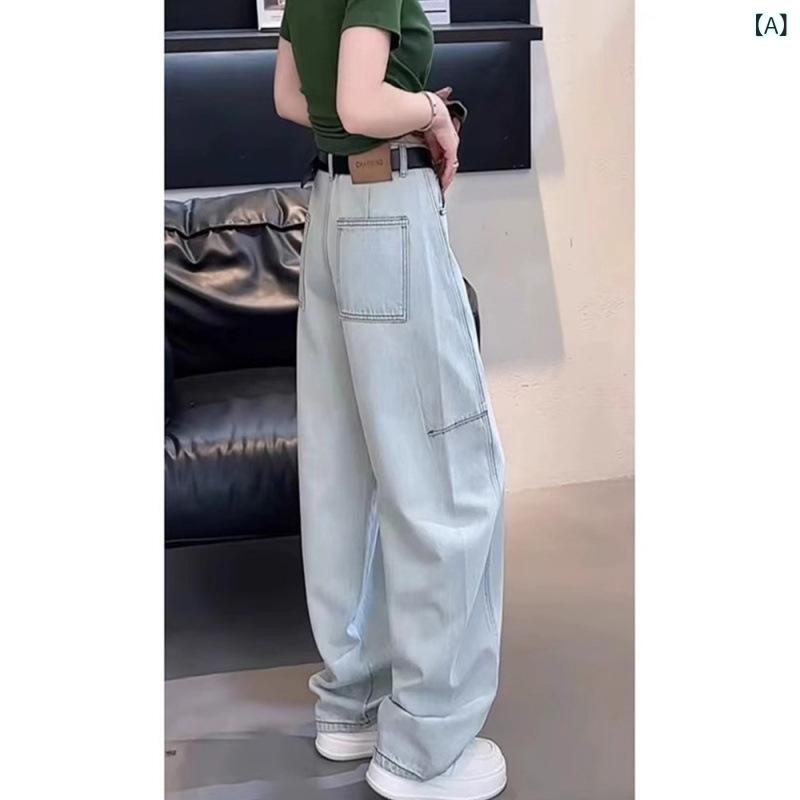 デニム レディース ストレート 秋用 シンプル 美脚 大きいサイズ 薄手 色の高 腰の ストレート ジーンズの レディース 秋型の 太った mmは ゆったりしていて やせている 感じが します。