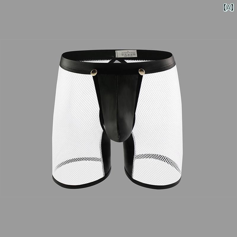 ボクサーパンツ メンズ ノー シンプル 綿素材 メンズ 網の 紗の 下着の 平 角の 魅惑的 透かし彫りの 低い 腰の は 口を 開けて 通 気 します。x2