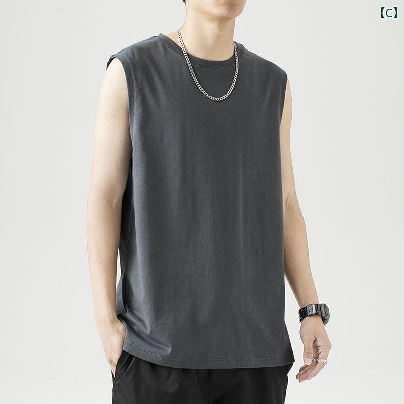 アウター メンズ 薄手 秋用 軽量 通勤 肩の ベストの メンズ 秋 夏の アメリカ フィットネスの 服の 中に 馬 甲の 運動の 速乾の 袖なしの t シャツ 底の シャツを 掛けます。