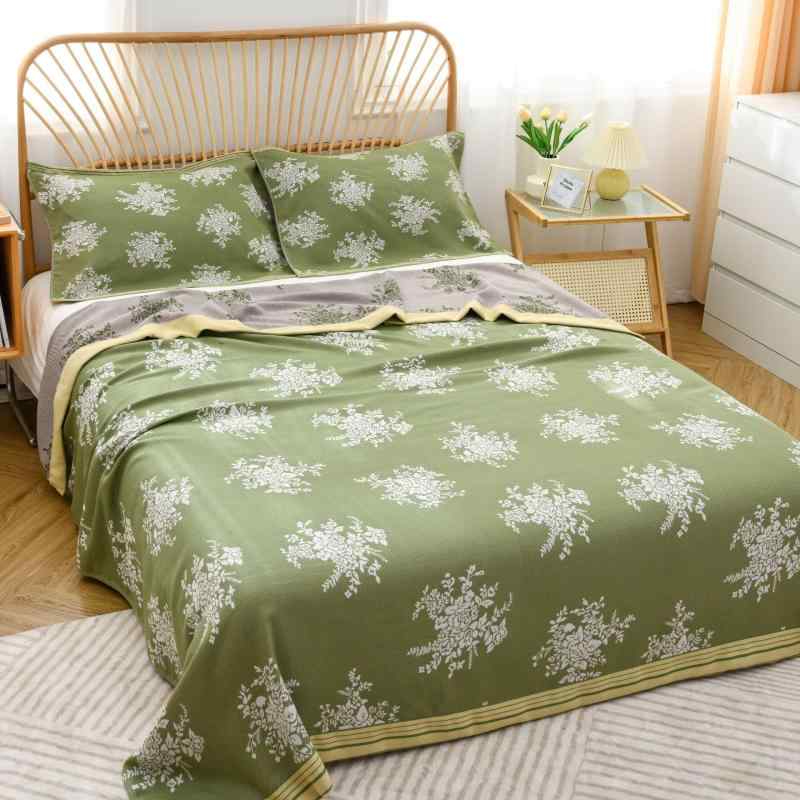 タオルケット 冷感 夏用 ひんやり 接触冷感 洗える ゴビ 花 綿 五 層 糸 色 織 ジャカードタオルは 二..