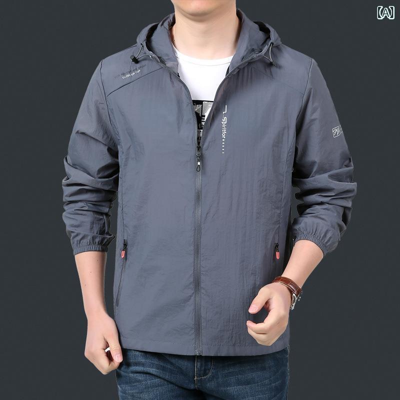 薄手 夏ジャケット 涼感 カジュアル サマーアウター 中年の 日焼け防止 服 男の 夏は 帽子と 屋外の 皮..