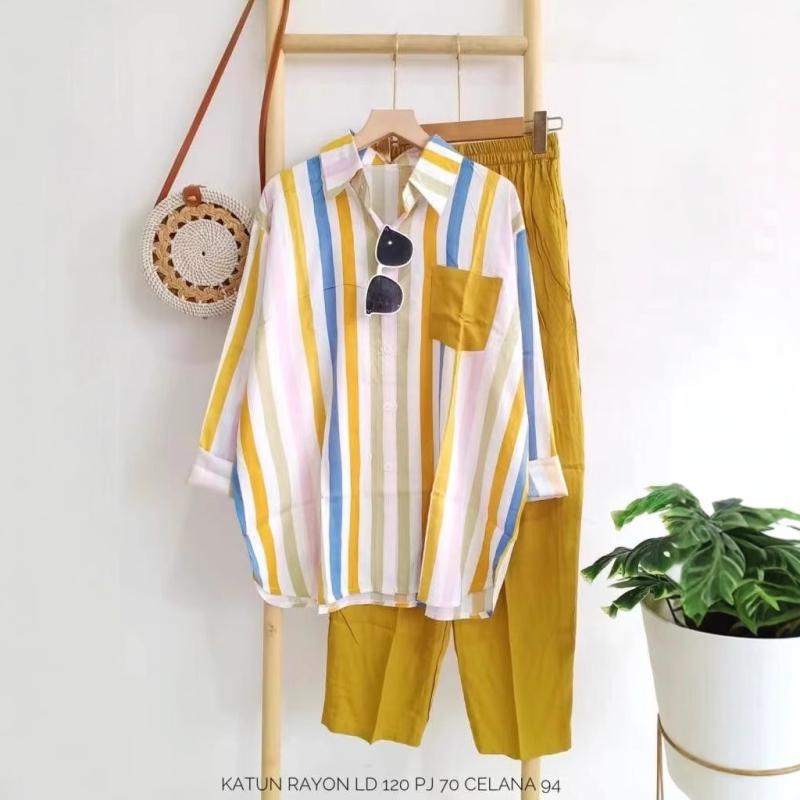 ワンピース 夏 レディース 半袖 ロング丈 体型カバー 綿100% 涼しい の クロスボーダーの スーツ 女性 2024 夏の 新型の ストライプの スーツ カジュアル 長袖の ズボンの 2つの セットの り