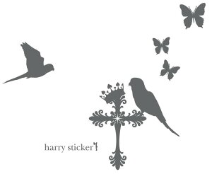 HARRY STICKER ž̼ 륹ƥå ʿ¤ΥȾĻ (cross and birds) L 45100cm