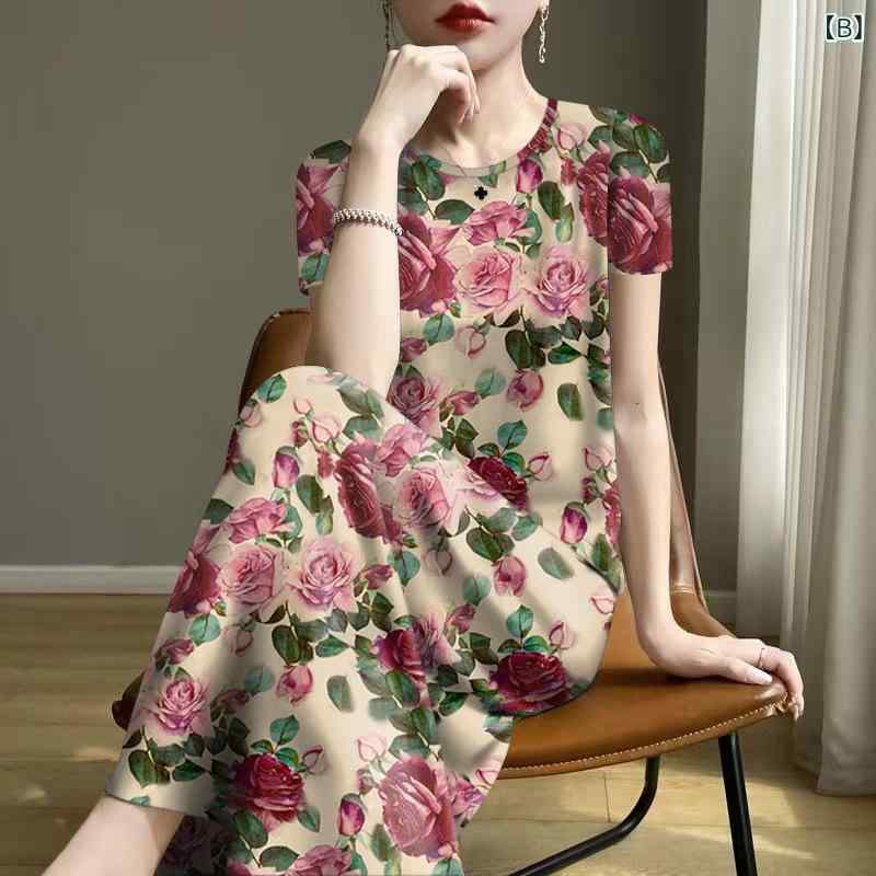 シャツワンピース ワンピース レディース 半袖 ロング コットンワンピ 透け感 夏 り 2025夏 女性 起爆 減 齢 夏 プリント 減 齢 半袖 マスク 母 服 ワンピース 女