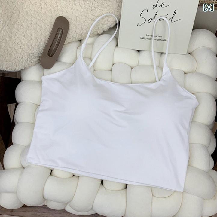 吸湿速乾 冷感 涼しい 薄手 スポーツ ストレッチ 欲 氷 糸 美 背 ベストの ストラップの 中に 胸 パッドを かけて 胸を 拭き 光を 防ぐ ショート タイプの 魅惑的 胸の 上着の 女性