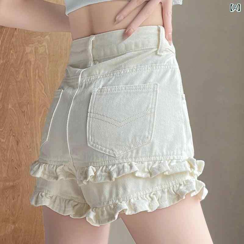 ハイウエスト ジーンズ レディース ストレッチ 美脚 脚長 ホワイト デニムショートパンツ レディース ..