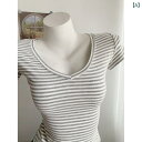 ボーダー Tシャツ ボートネック クルーネック カットソー コットン ボーダー 無地レディース 女性 大人 春夏 ホット ガール Vネック 魅惑的 ウエスト ト...