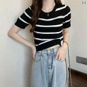 ファッション 服 オシャレ カワイイ シンプル 大カワイイ サイズ 婦服 シャツ 袖 スタッキング トップス Tシャツ レトロ ストライプ 半袖 セーター レデ...