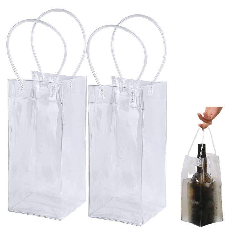 ZHEJIA ワインバッグ【2個セット】クーラーバック ワイン用 手提げ袋 アイスクーラーバッグ 飲み物 クリア 防水 保冷バッグ 耐久性 透明バッグ