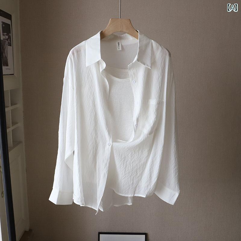 シャツ ブラウス レディース 半袖 夏 オフィス 20代 30代 40代 50代 比 正 夏服新 商品 韓国 女装 清新 マカロン 色 シングル ポケット シャツ 薄手 長袖 シャツ 7936