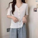"冷感 レディースニット 薄手 サマーカーデ 夏用羽織 UVケア " &quot冷感 レディースニット 薄手 サマーカーデ 夏用羽織 UVケア &quot 木 耳 Vネック 冷感 ニット 半袖 Tシャツ レディース 夏 薄手 スリム カーディガン T