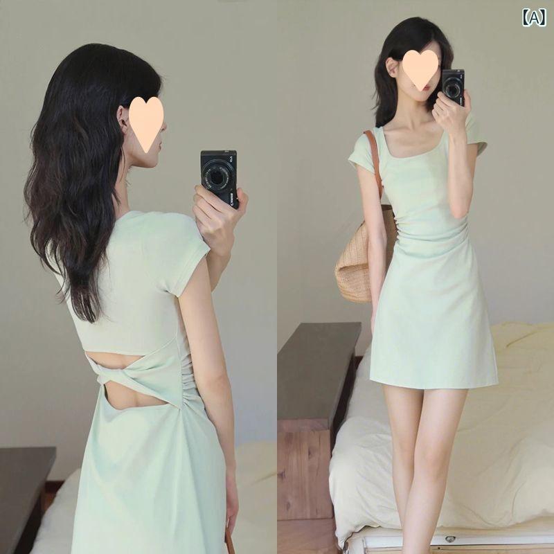 シャツワンピース ワンピース レディース 半袖 ロング コットンワンピ 透け感 夏 ビューティフル サマー スカート ミント グリーン ドレス 女性用 小柄 ヒップ カバー ウエスト ピンチ ショート スカート