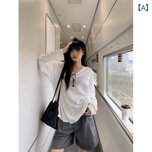 "レディース ラッシュガード 水陸両用 ウェア 紫外線対策 水着 " &ampquotレディース ラッシュガード 水陸両用 ウェア 紫外線対策 水着 &ampquot な v ネック 長袖 シンプル 色 t シャツ 2025 夏の 新型 ゆるい カジュアル 上着