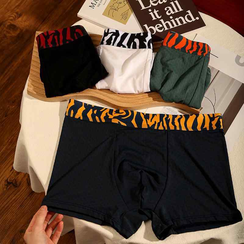 ボクサーパンツ メンズ ノー シンプル 綿素材 独立 袋入り 夏の 男性 下着の 氷 糸 生地の 通気性 平 角 ズボンの 男性 下着