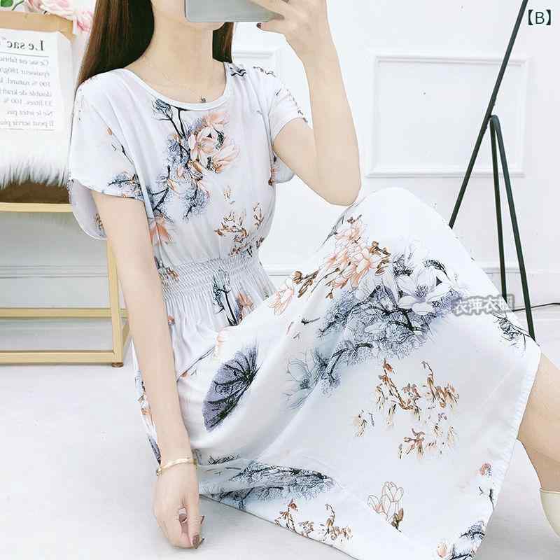 シャツワンピース ワンピース レディース 半袖 ロング コットンワンピ 透け感 夏 夏の エスニックの 綿 シルク 花柄 ドレス 海辺の 休暇 人工 綿 フェアリー スカート 大きめ サイズ プリント ミドル丈 スカート