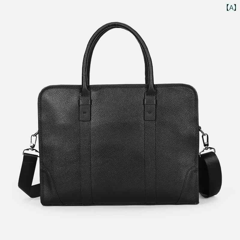 A4対応 通勤バッグ 自立型 トートバッグ 高機能 メンズバッグ A4対応 通勤バッグ 自立型 トートバッグ 高機能 メンズバッグ 革 男性 バッグの トップ 層 牛革 男性 シングルショルダーバッグ ファッション ブリーフケースx3