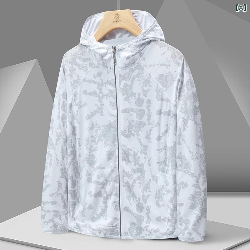 薄手 夏ジャケット 涼感 カジュアル サマーアウター 日焼け防止 服 男性 2025 新型 紫外線 防止 氷 糸 ..